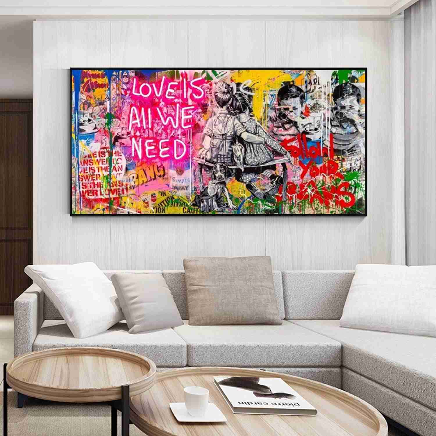 Love is All We Need  -  Banksy Stampa tela canvas