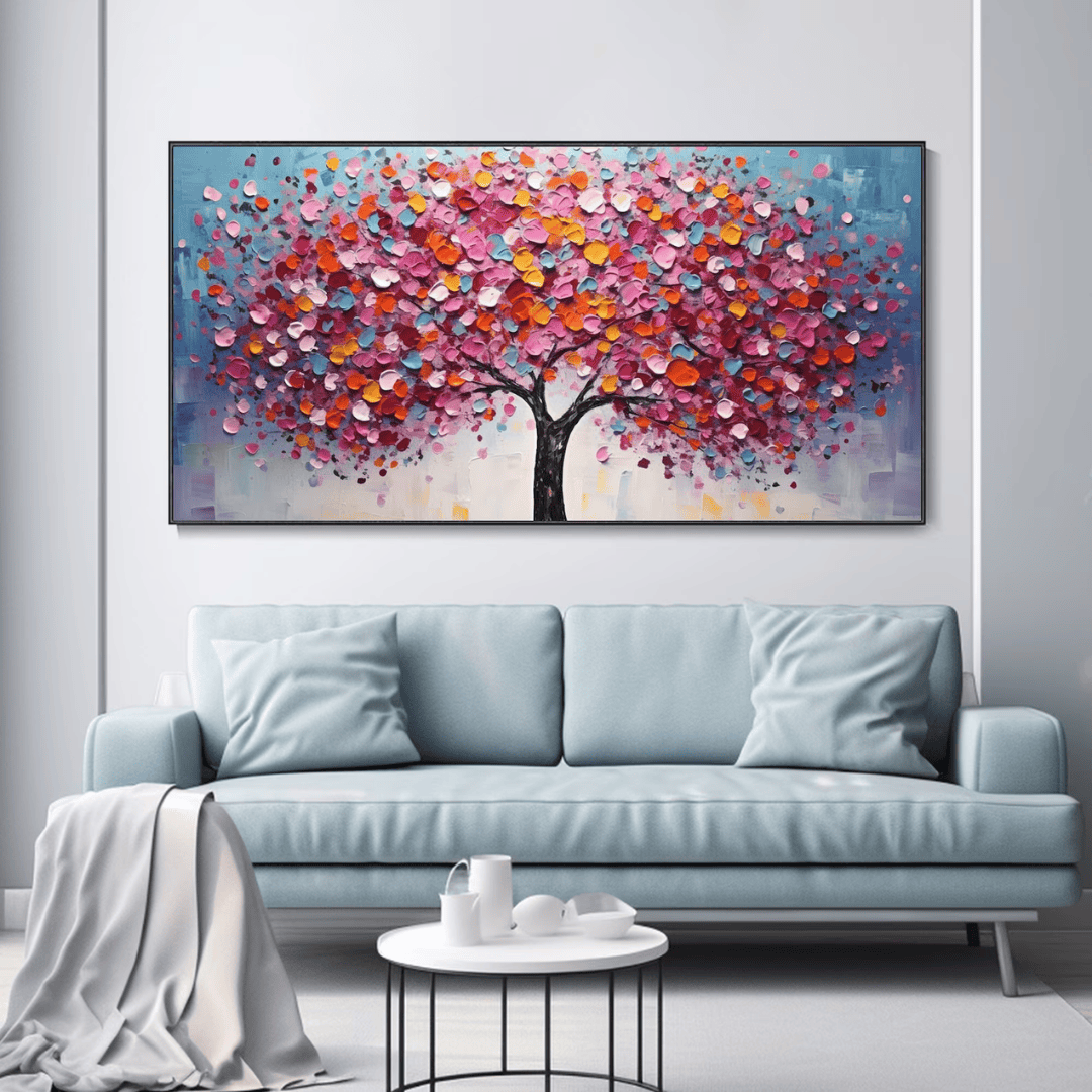 Albero rosso, rosa e arancio