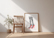 Red heel zebra tights