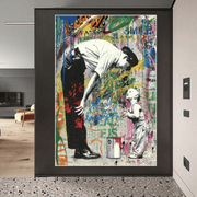 A Police Man To The Child - Banksy Street Graffiti Art 