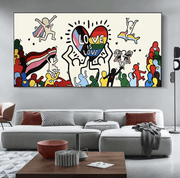 Love is Love Haring Stampa Tela Canvas