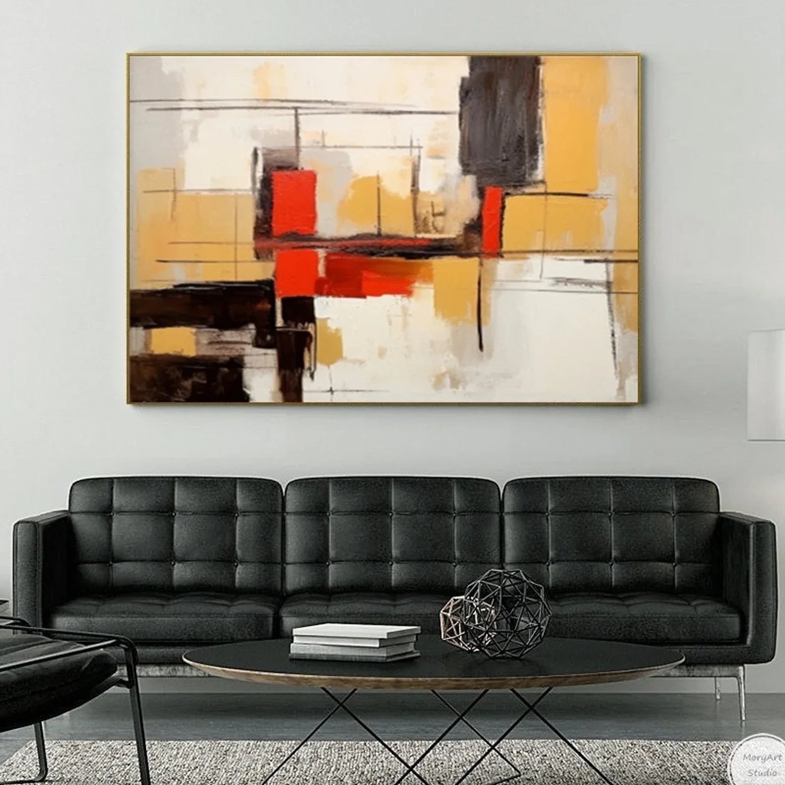 Arte astratta rossa, arancio, bianca e nera