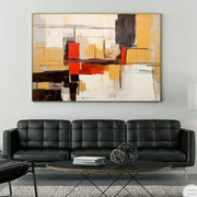 Arte astratta rossa, arancio, bianca e nera